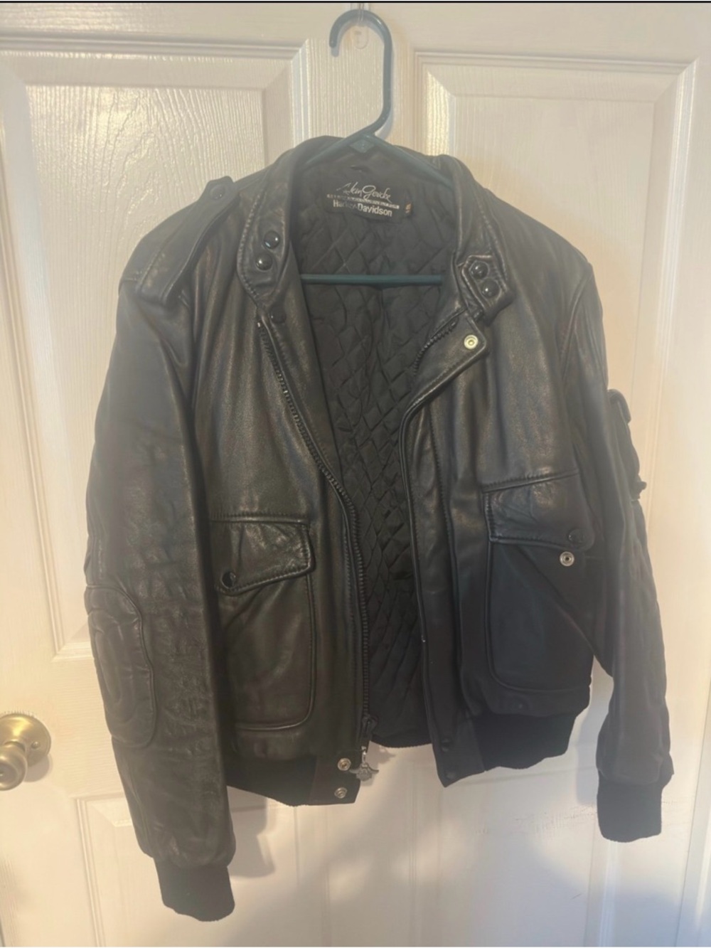 Harley-Davidson Black Quilted Leather Bomber Jacket - Classic Riding Style